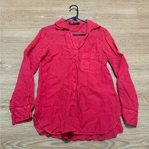 Zara Vibrant Red Button-Down Shirt